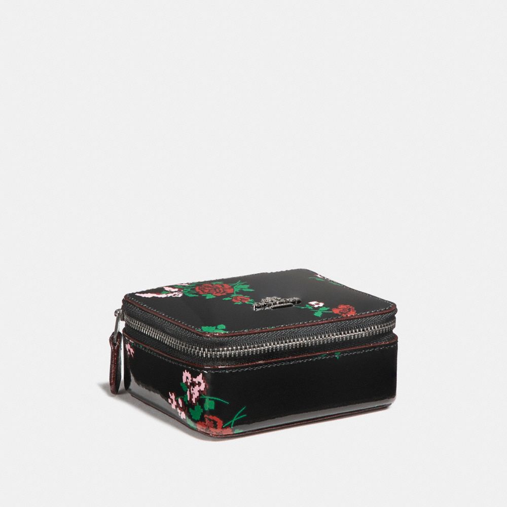COACH F25794 Jewelry Box With Cross Stitch Floral Print SILVER/BLACK MULTI