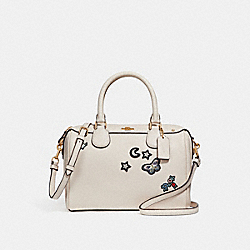 MINI BENNETT SATCHEL WITH SOUVENIR EMBROIDERY - COACH f25799 - CHALK/LIGHT GOLD
