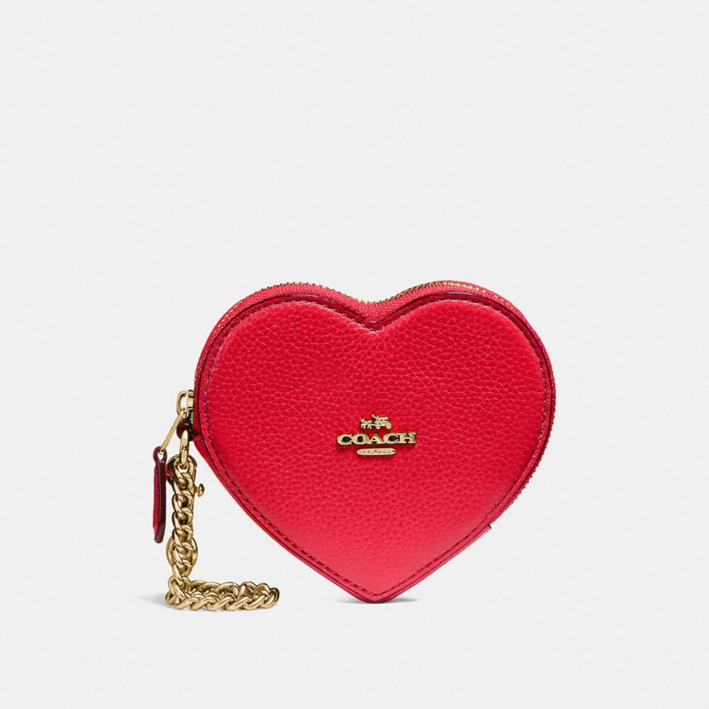COACH F25800 Heart Coin Case TRUE RED/IMITATION GOLD