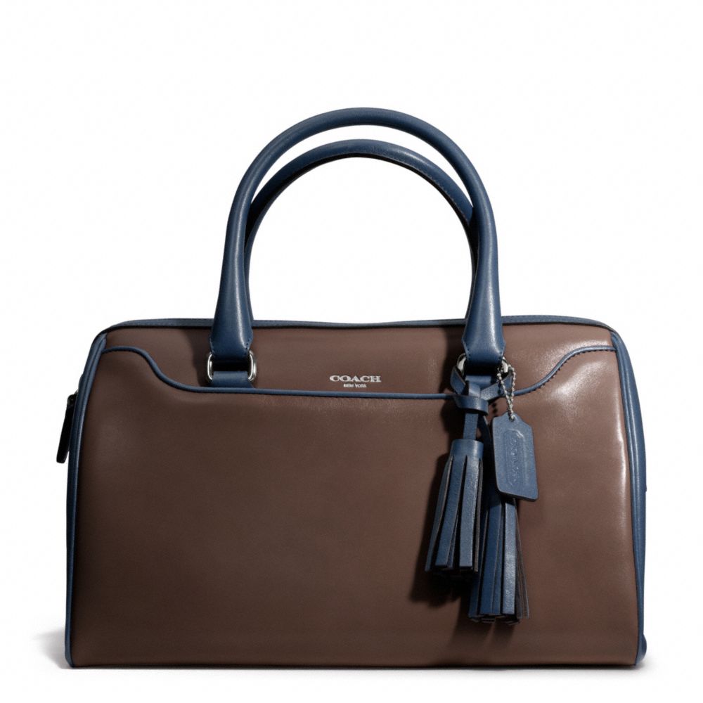TWO TONE LEATHER HALEY SATCHEL - f25807 - SILVER/MDNGHT OAK/CSTL BLUE