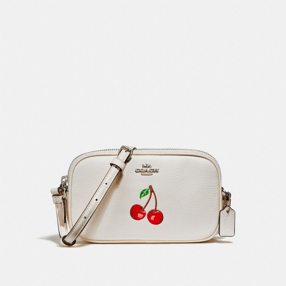 COACH F25847 CROSSBODY POUCH WITH CHERRY CHALK-MULTI/SILVER