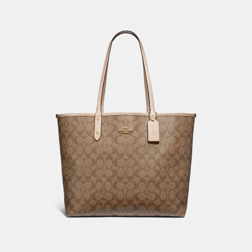 COACH F25849 - REVERSIBLE CITY TOTE IN SIGNATURE AND METALLIC CANVAS ...