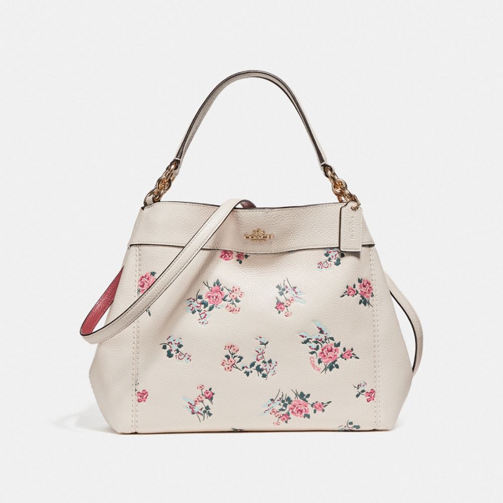 COACH F25858 Small Lexy Shoulder Bag With Cross Stitch Floral Print LIGHT GOLD/CHALK MULTI