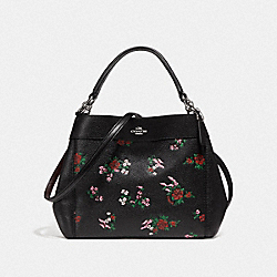 SMALL LEXY SHOULDER BAG WITH CROSS STITCH FLORAL PRINT - COACH f25858 - SILVER/BLACK MULTI