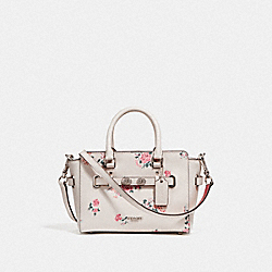 MINI BLAKE CARRYALL WITH CROSS STITCH FLORAL - SILVER/CHALK MULTI - COACH F25862