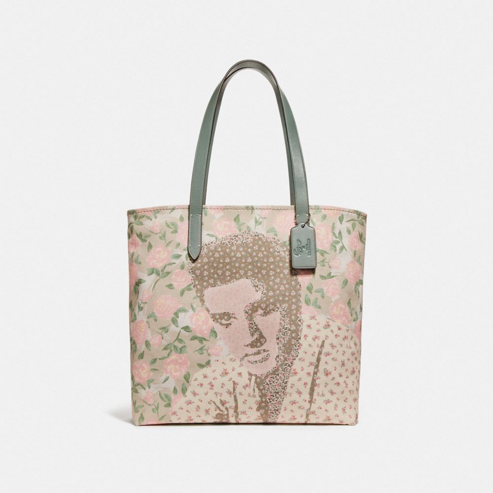 TOTE WITH FLORAL ELVISâ„¢ - SILVER/CHALK MULTI - COACH F25880