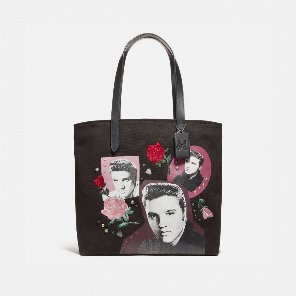 TOTE WITH ELVISâ„¢ COLLAGE - SILVER/BLACK MULTI - COACH F25882