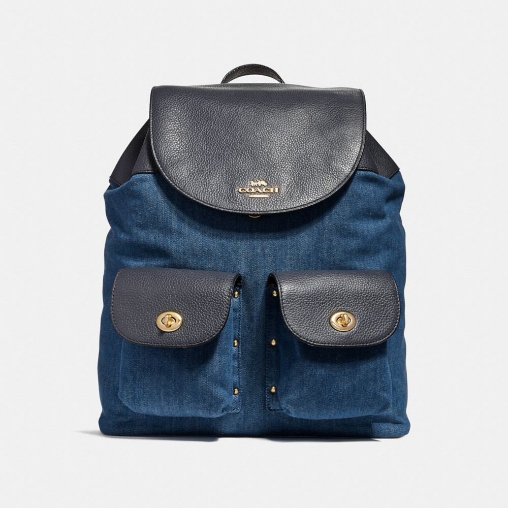 COACH BILLIE BACKPACK - DENIM MULTI/LIGHT GOLD - F25883