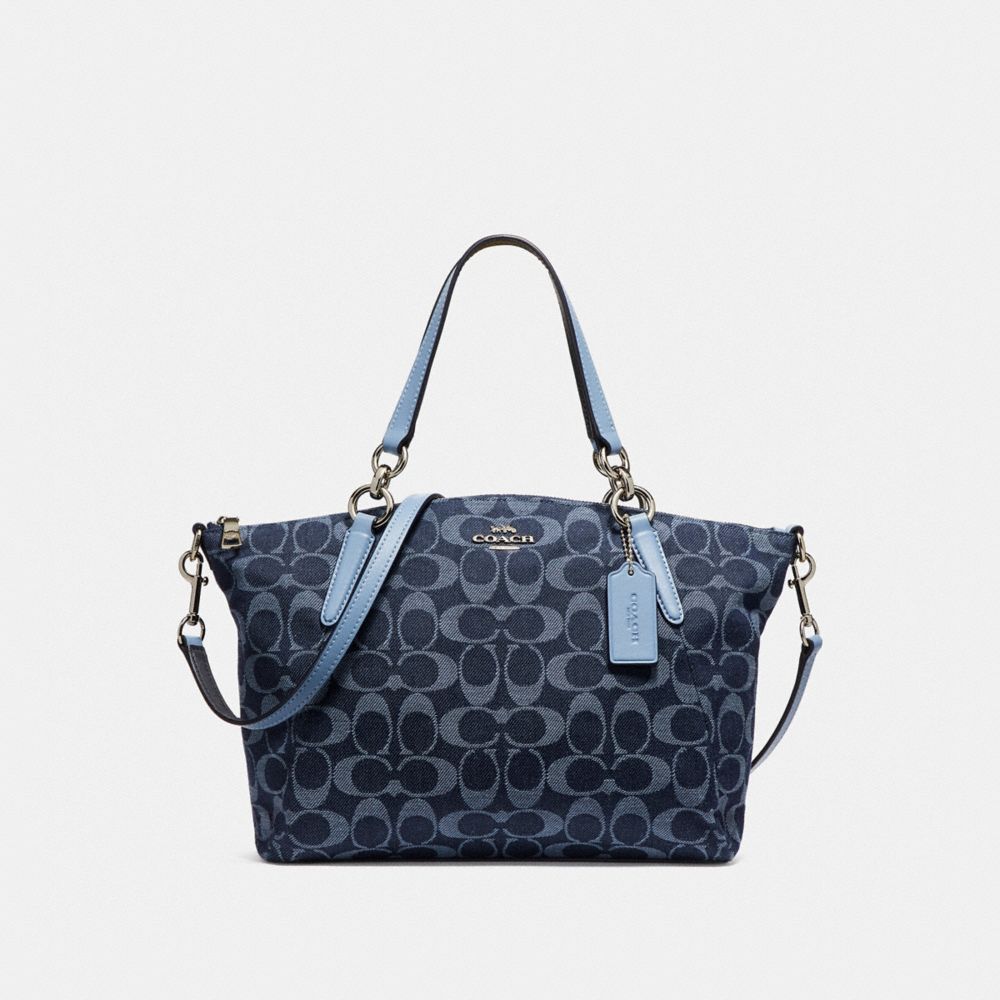 SMALL KELSEY SATCHEL IN SIGNATURE DENIM - f25891 - SILVER/DENIM