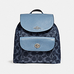 COACH MINI BILLIE BACKPACK IN SIGNATURE DENIM - SILVER/DENIM - F25893