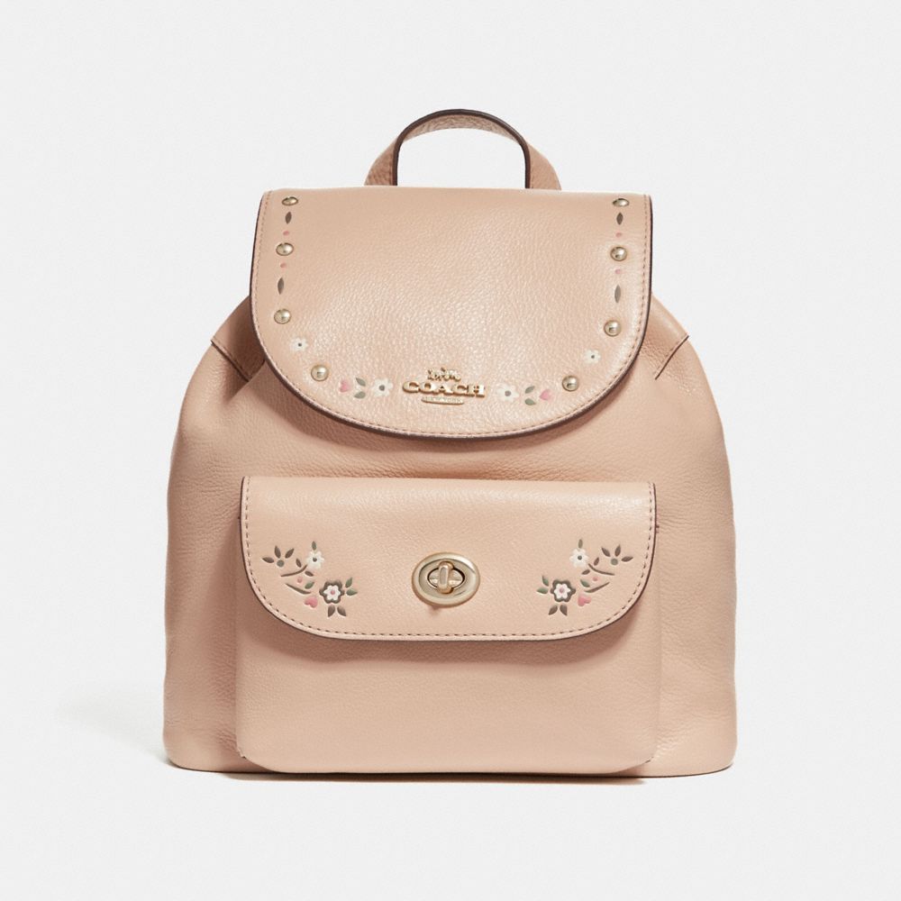 COACH F25895 Mini Billie Backpack With Floral Tooling NUDE PINK/LIGHT GOLD