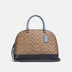 SIERRA SATCHEL IN COLORBLOCK SIGNATURE CANVAS - COACH f25898 - KHAKI/MIDNIGHT POOL/LIGHT GOLD