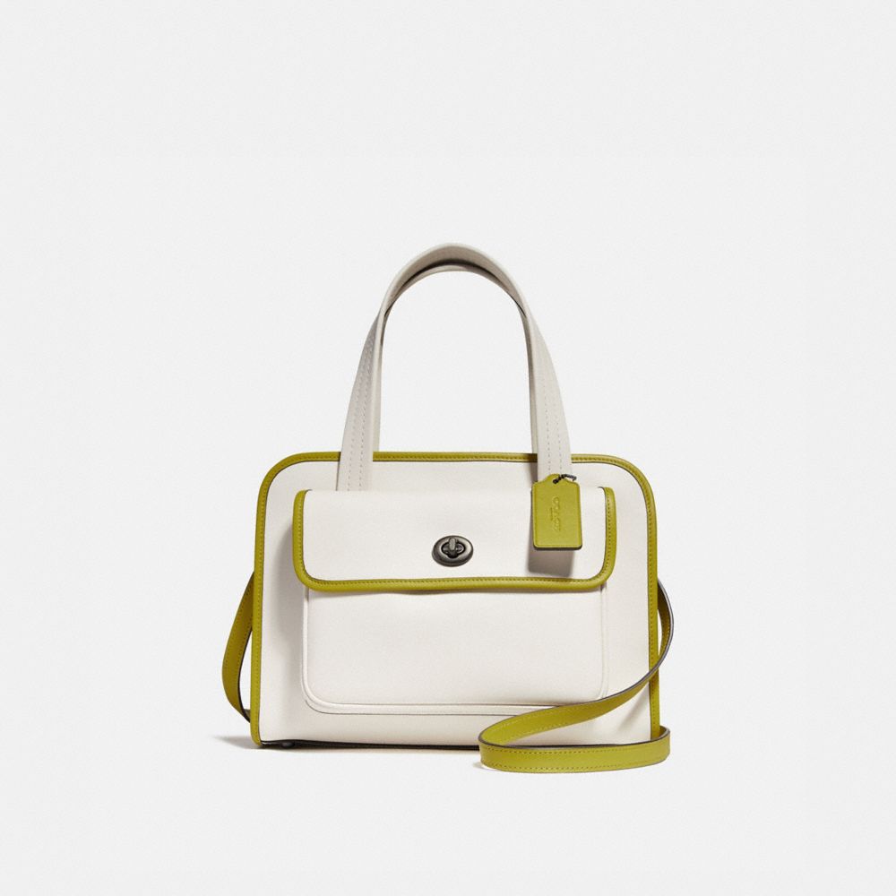 SAFARI TOTE - COACH f25900 - CHALK/CHARTREUSE/BLACK ANTIQUE  NICKEL