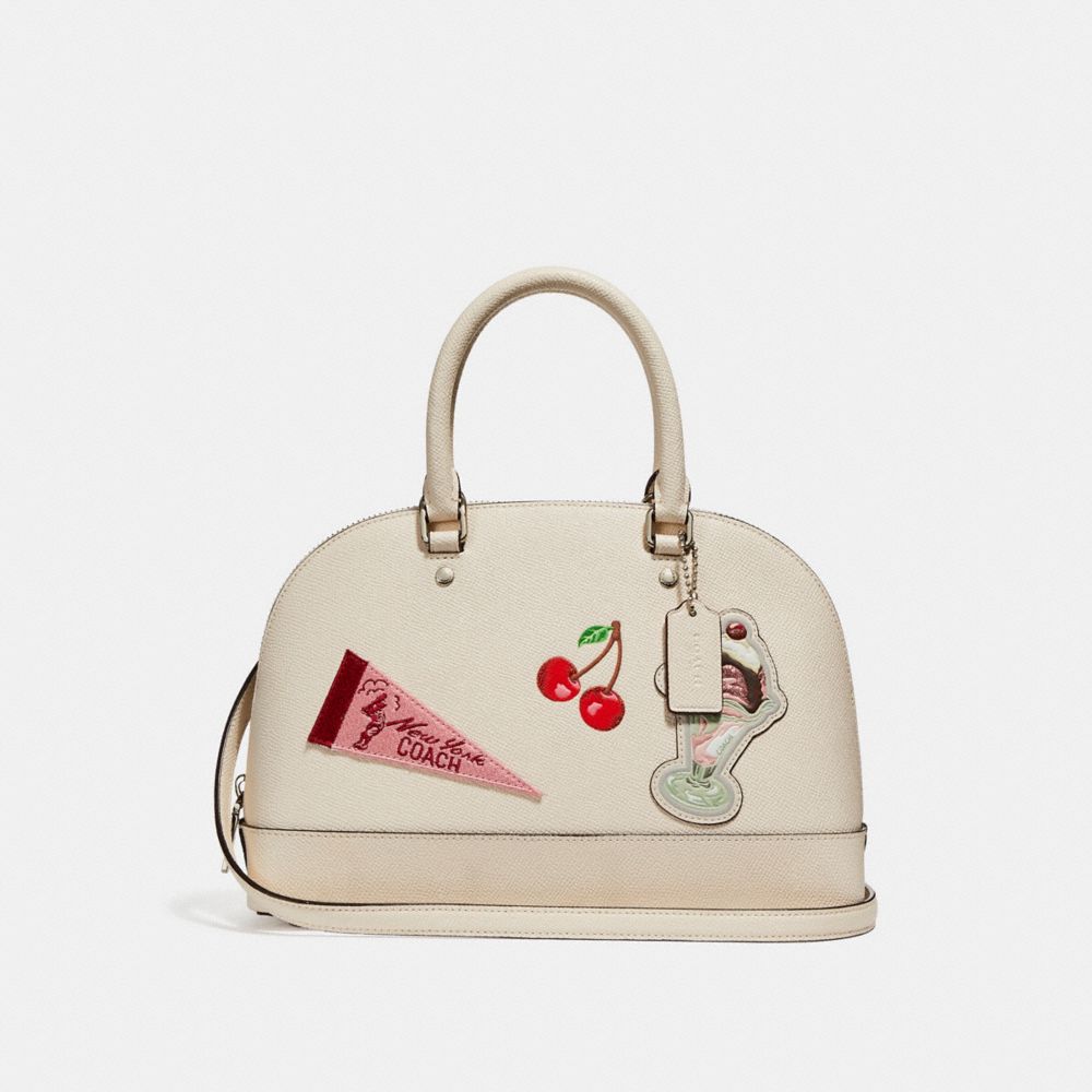 COACH MINI SIERRA SATCHEL WITH AMERICAN DREAMING MOTIF PATCHES - CHALK MULTI/SILVER - F25911