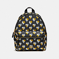 MINI CHARLIE BACKPACK WITH CHECKER HEART PRINT - COACH f25915 - MIDNIGHT MULTI/LIGHT GOLD