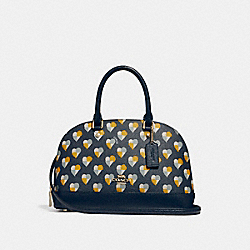 MINI SIERRA SATCHEL WITH CHECKER HEART PRINT - COACH f25916 - MIDNIGHT MULTI/LIGHT GOLD