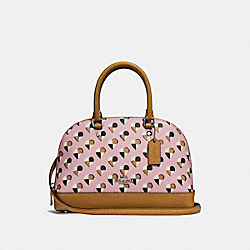 MINI SIERRA SATCHEL WITH CHECKER HEART PRINT - COACH f25916 - SILVER/BLUSH MULTI