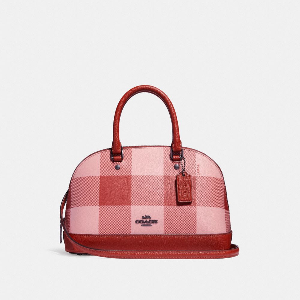 COACH F25918 MINI SIERRA SATCHEL WITH BUFFALO PLAID PRINT BLUSH-MULTI/BLACK-ANTIQUE-NICKEL