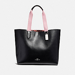 LARGE DERBY TOTE WITH CHECKER HEART PRINT INTERIOR - COACH f25920 - SILVER/BLACK