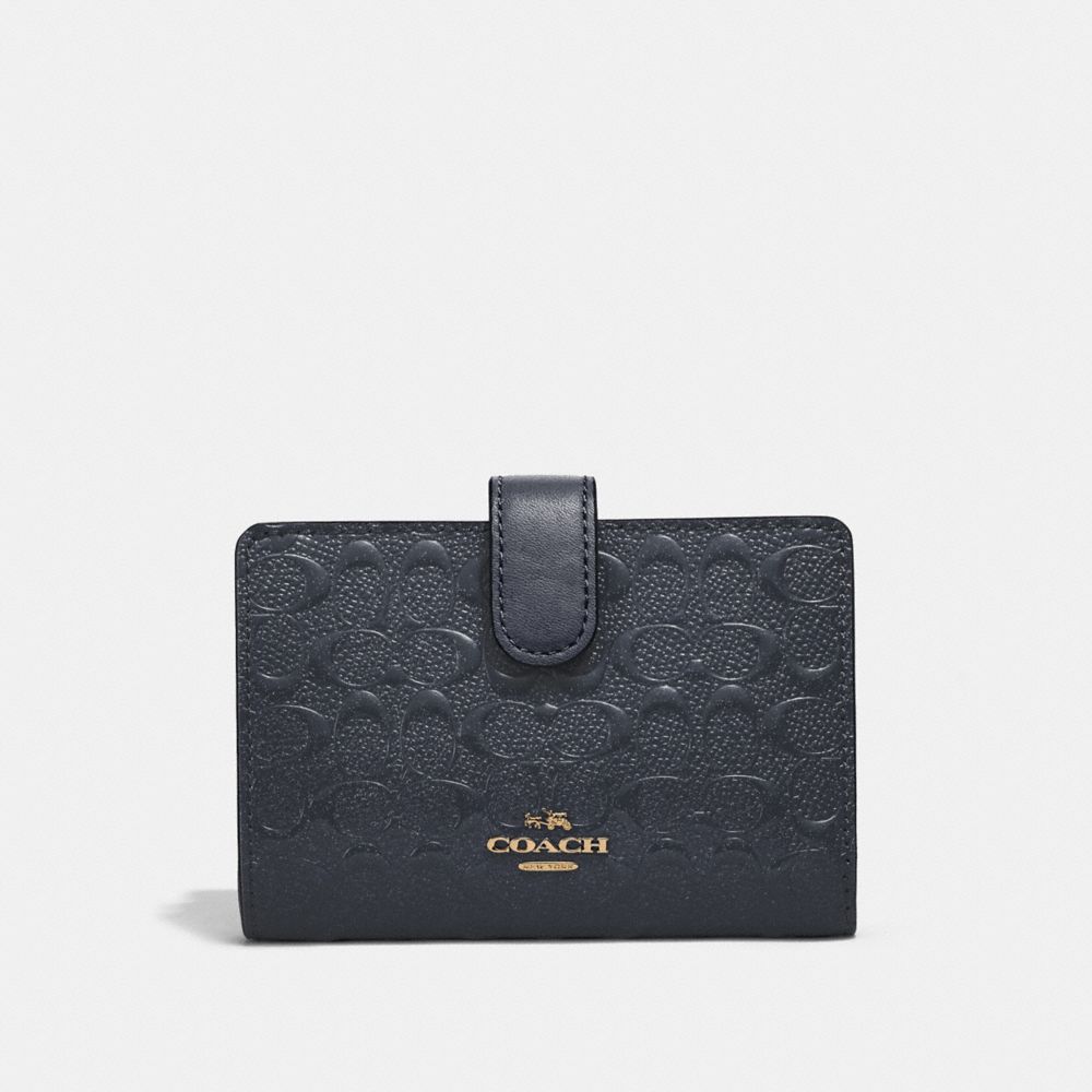 COACH F25937 Medium Corner Zip Wallet MIDNIGHT/IMITATION GOLD