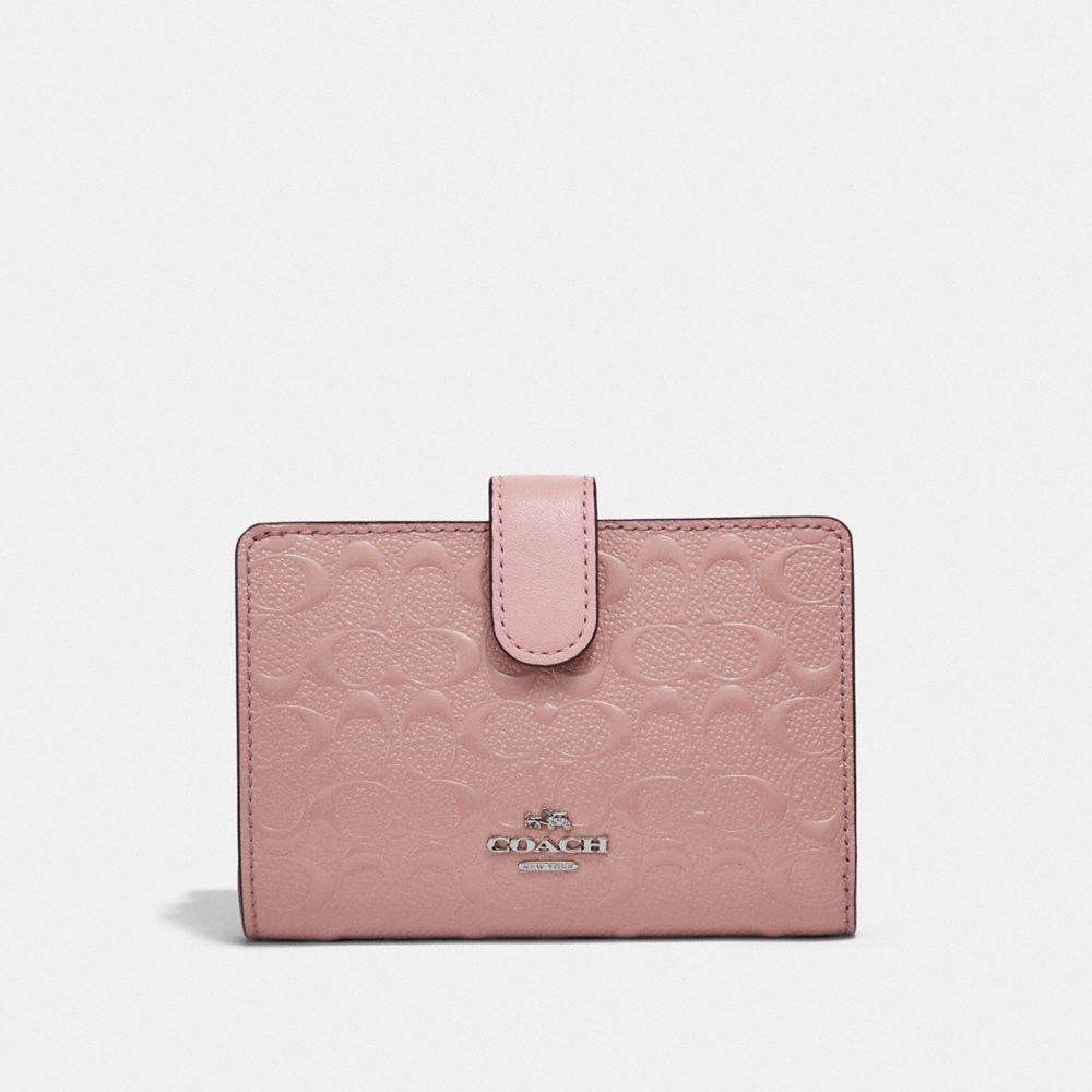 MEDIUM CORNER ZIP WALLET - SILVER/BLUSH 2 - COACH F25937