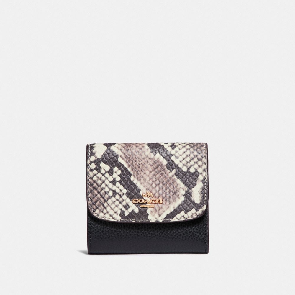 COACH SMALL WALLET - LIGHT GOLD/BLACK MULTI - f25938