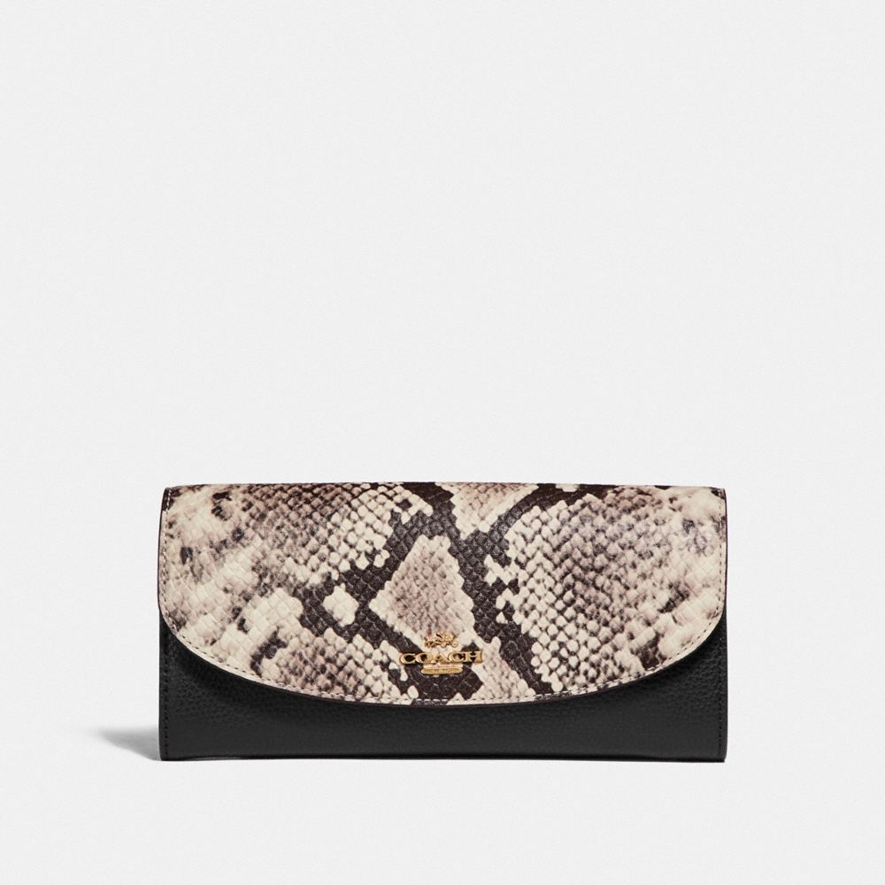 SLIM ENVELOPE WALLET - COACH f25939 - LIGHT GOLD/BLACK MULTI