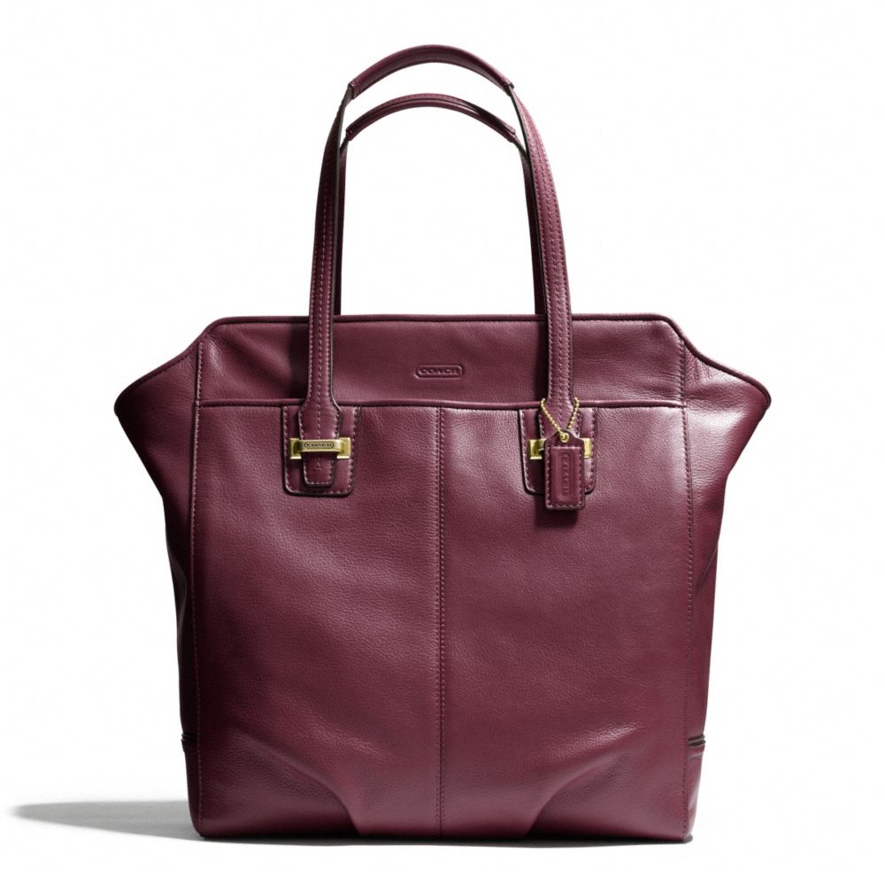 TAYLOR LEATHER NORTH/SOUTH TOTE - f25941 - BRASS/BORDEAUX