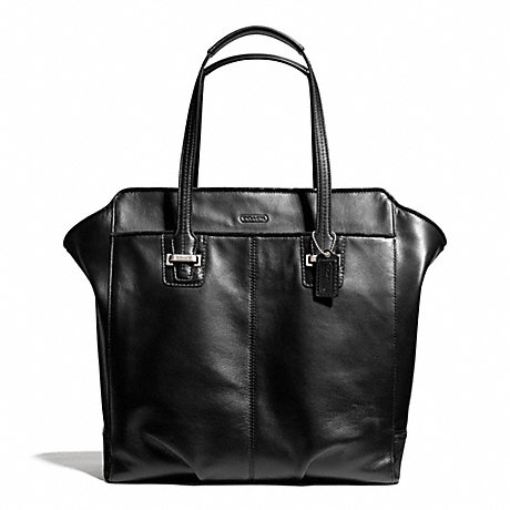 COACH TAYLOR LEATHER NORTH/SOUTH TOTE - SILVER/BLACK - f25941
