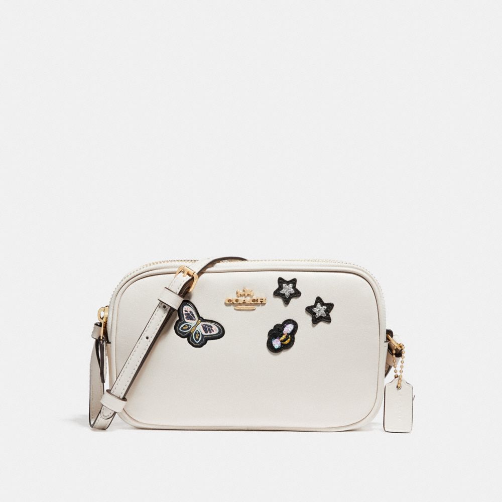 CROSSBODY POUCH WITH SOUVENIR EMBROIDERY - COACH f25946 -  CHALK/LIGHT GOLD