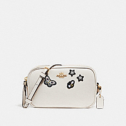 CROSSBODY POUCH WITH SOUVENIR EMBROIDERY - COACH f25946 - CHALK/LIGHT GOLD