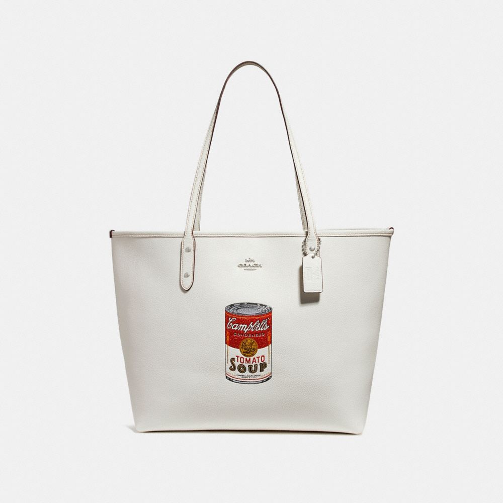 COACH CITY TOTE WITH CAMPBELL'SÂ® MOTIF - SILVER/CHALK - f25948