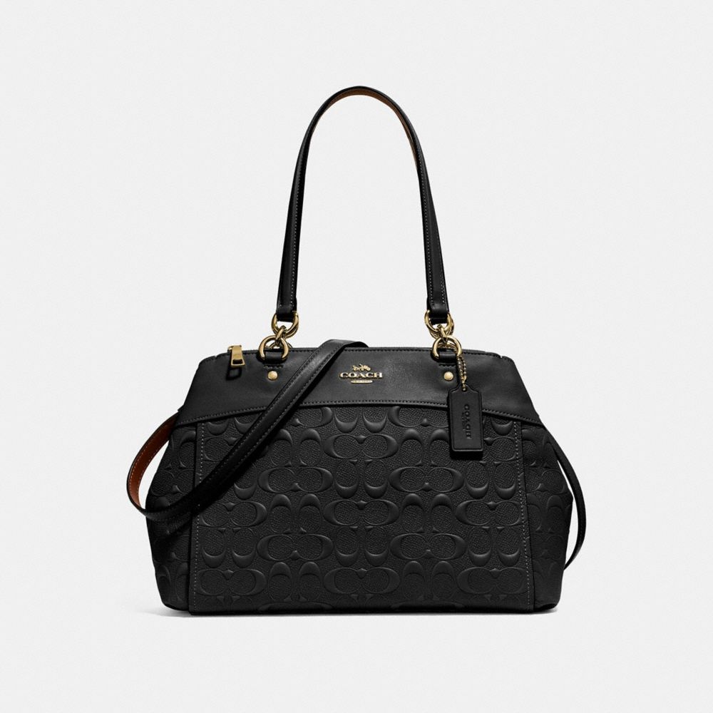 BROOKE CARRYALL IN SIGNATURE LEATHER - f25952 - BLACK/light gold