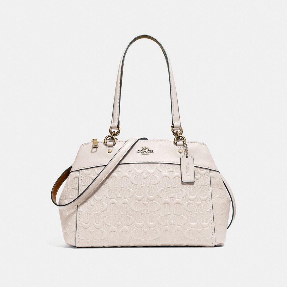 BROOKE CARRYALL IN SIGNATURE LEATHER - f25952 - CHALK/LIGHT GOLD