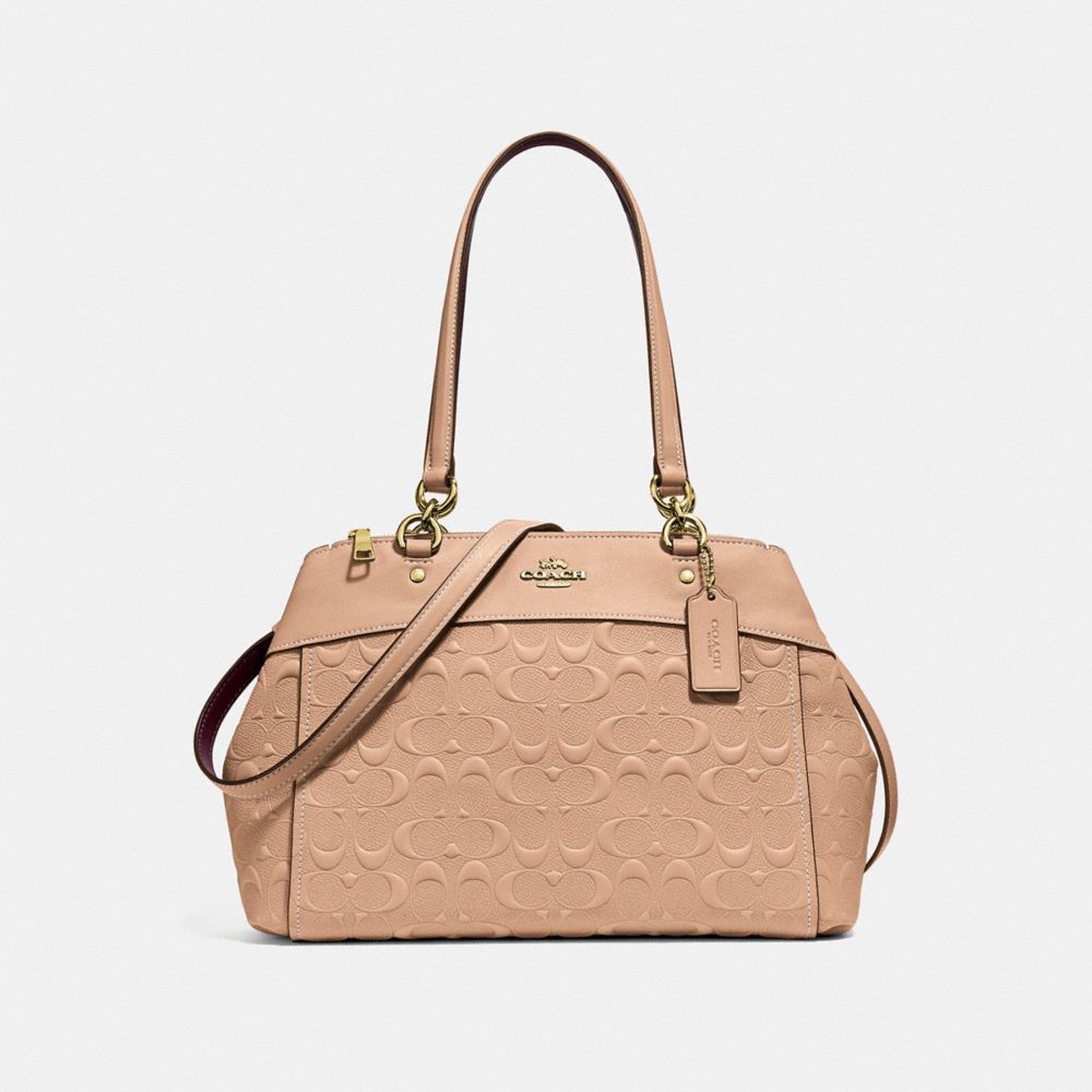 BROOKE CARRYALL IN SIGNATURE LEATHER - f25952 - BEECHWOOD/light gold