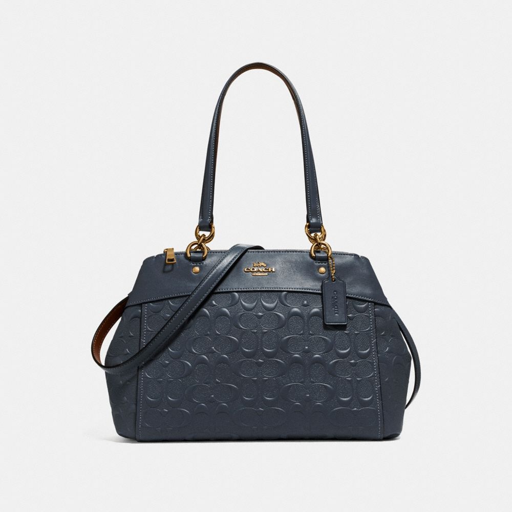 BROOKE CARRYALL IN SIGNATURE LEATHER - MIDNIGHT/LIGHT GOLD - COACH F25952