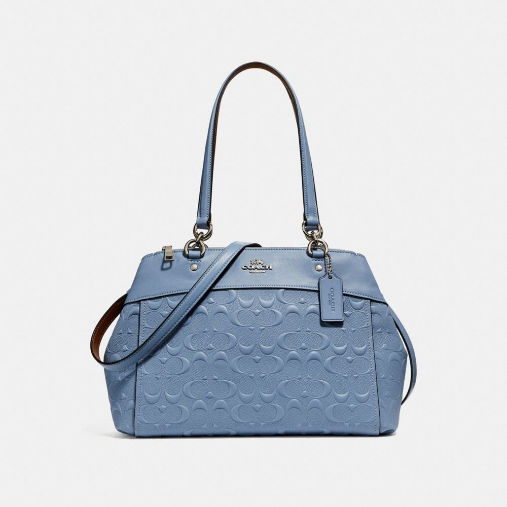 BROOKE CARRYALL IN SIGNATURE LEATHER - SILVER/POOL - COACH F25952