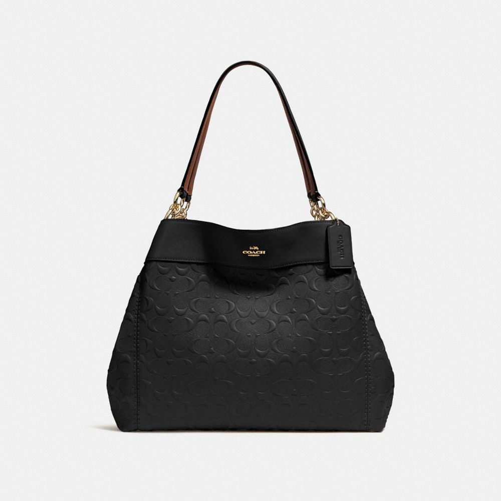 COACH f25954 LEXY SHOULDER BAG IN SIGNATURE LEATHER BLACK/light gold