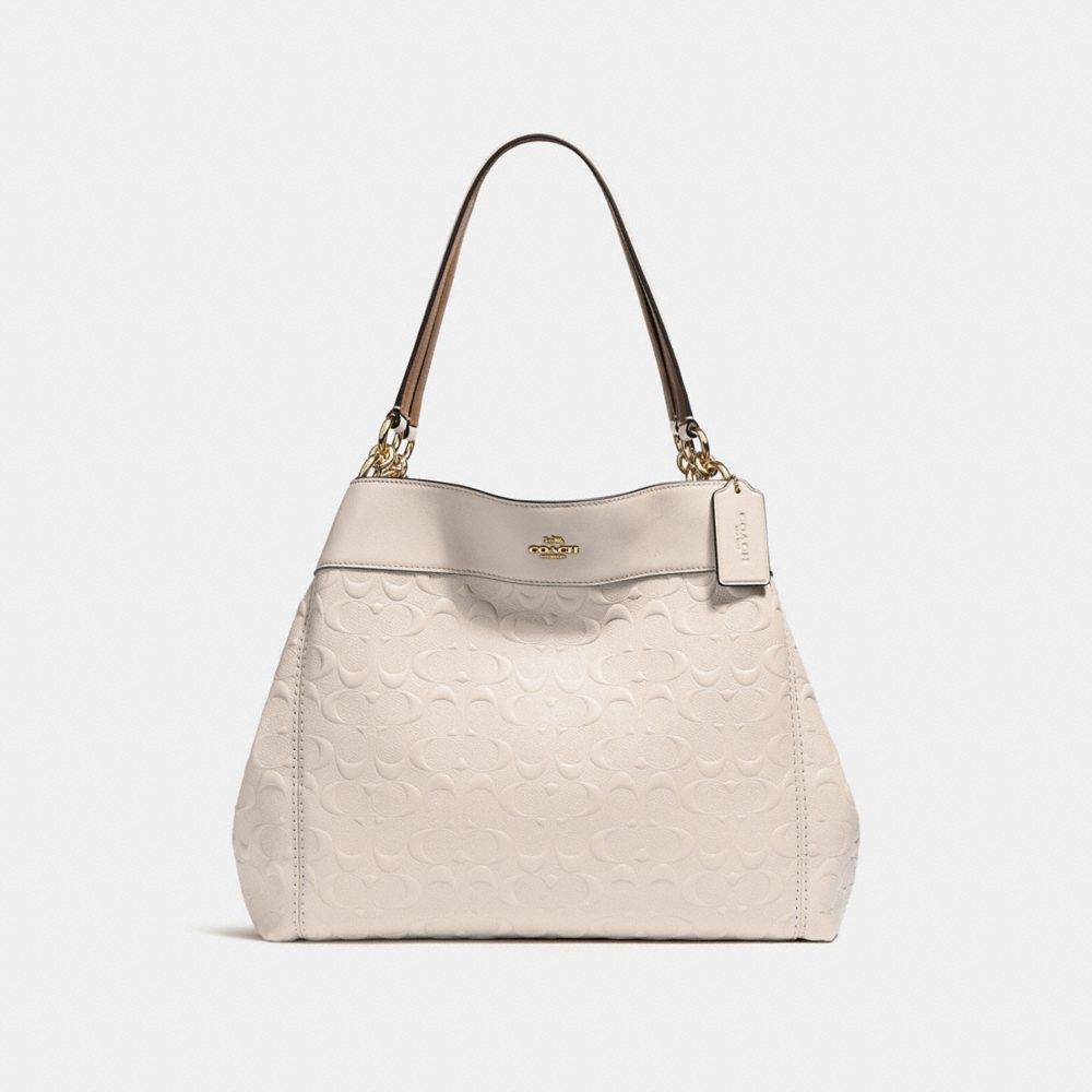 COACH F25954 LEXY SHOULDER BAG IN SIGNATURE LEATHER CHALK/LIGHT-GOLD