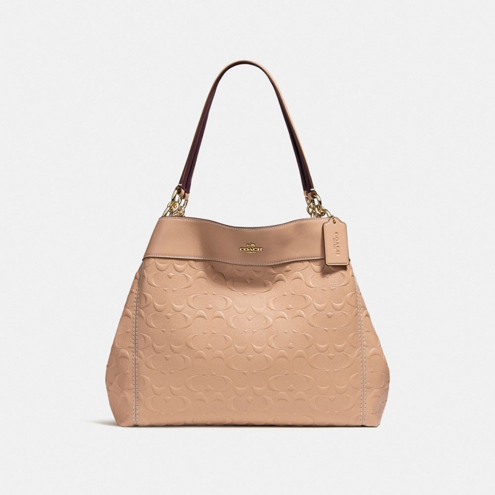 LEXY SHOULDER BAG IN SIGNATURE LEATHER - f25954 - BEECHWOOD/light gold