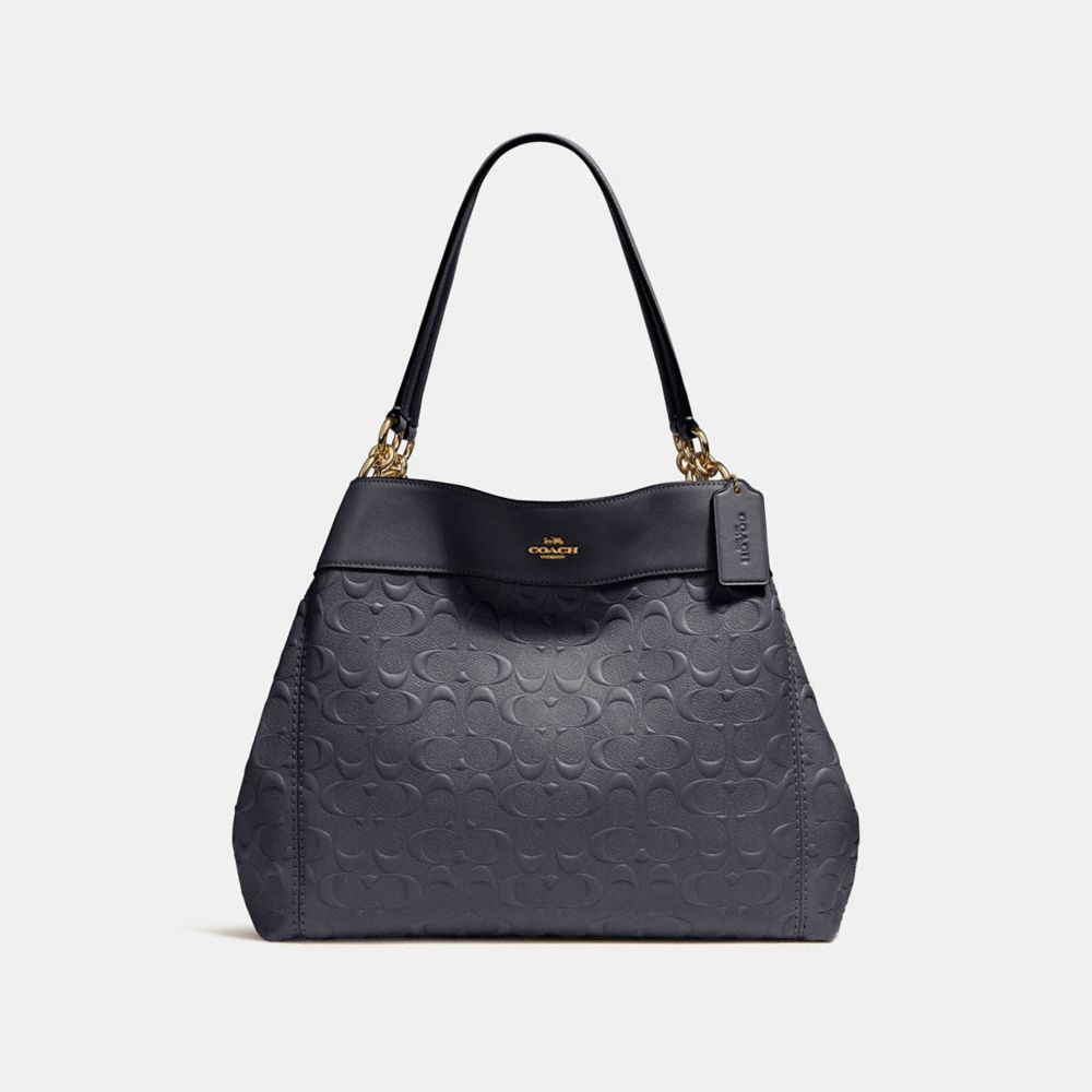 LEXY SHOULDER BAG IN SIGNATURE LEATHER - f25954 - MIDNIGHT/LIGHT GOLD
