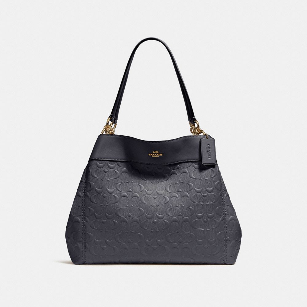 COACH LEXY SHOULDER BAG IN SIGNATURE LEATHER - MIDNIGHT/LIGHT GOLD - F25954