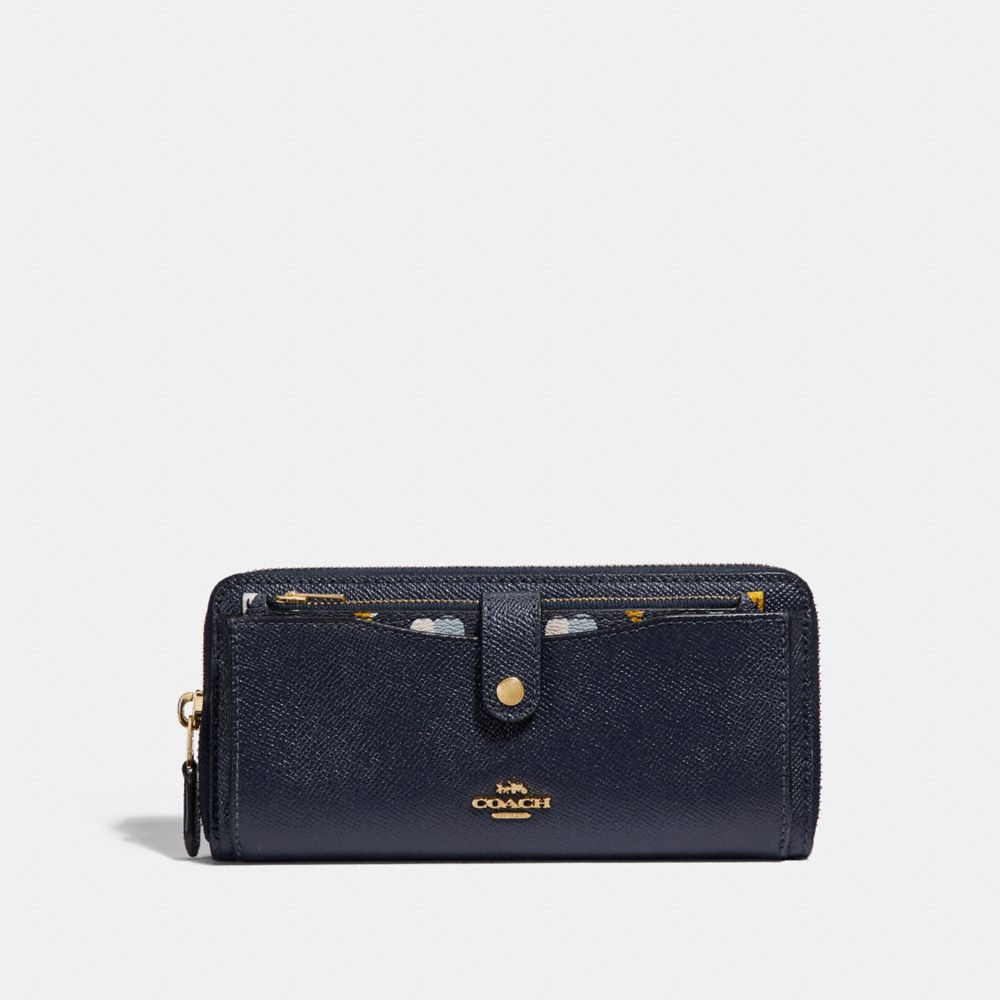 MULTIFUNCTION WALLET WITH CHECKER HEART PRINT - MIDNIGHT MULTI/LIGHT GOLD - COACH F25964