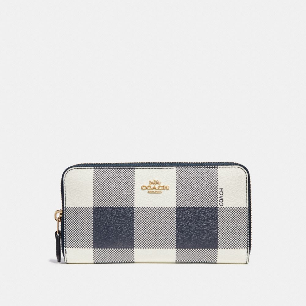 ACCORDION ZIP WALLET WITH BUFFALO PLAID PRINT - MIDNIGHT MULTI/LIGHT GOLD - COACH F25966