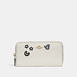 ACCORDION ZIP WALLET WITH SOUVENIR EMBROIDERY - COACH f25969 - CHALK/LIGHT GOLD