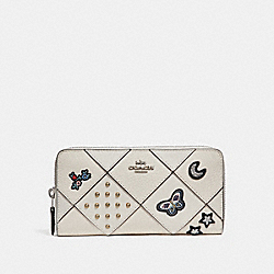 ACCORDION ZIP WALLET WITH PATCHWORK EMBROIDERY - COACH f25970 - SILVER/CHALK