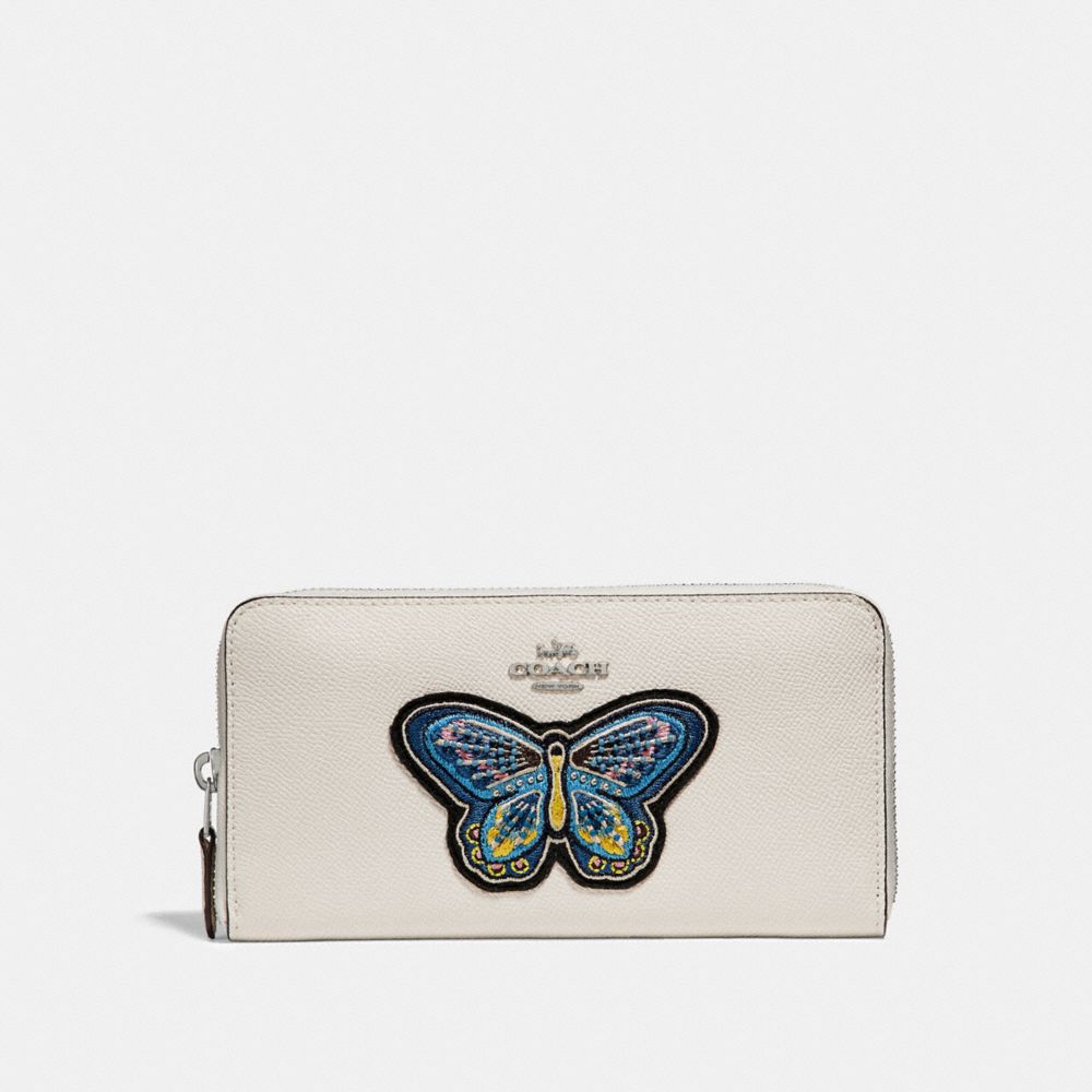 ACCORDION ZIP WALLET WITH BUTTERFLY EMBROIDERY - SILVER/CHALK - COACH F25971