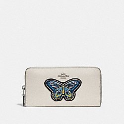 COACH ACCORDION ZIP WALLET WITH BUTTERFLY EMBROIDERY - SILVER/CHALK - F25971