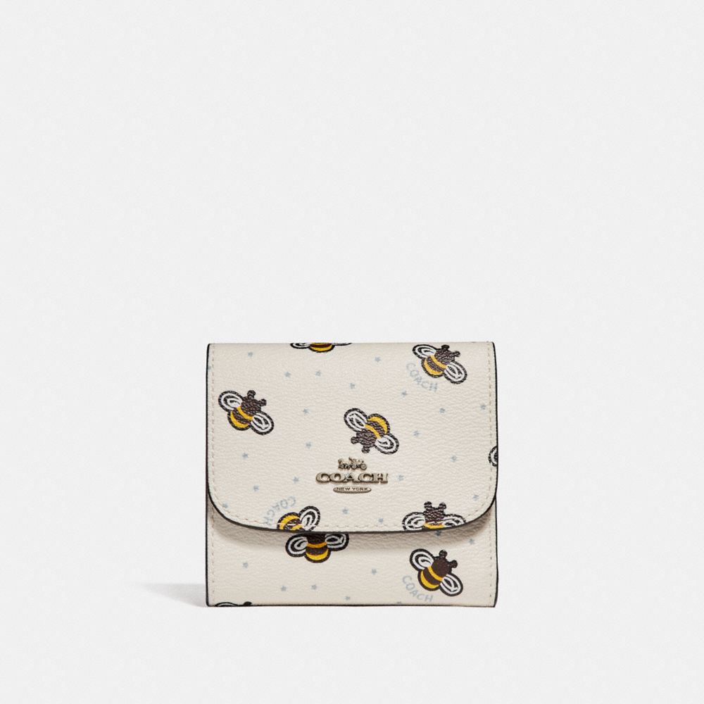 SMALL WALLET WITH BEE PRINT - f25972 - CHALK MULTI/SILVER