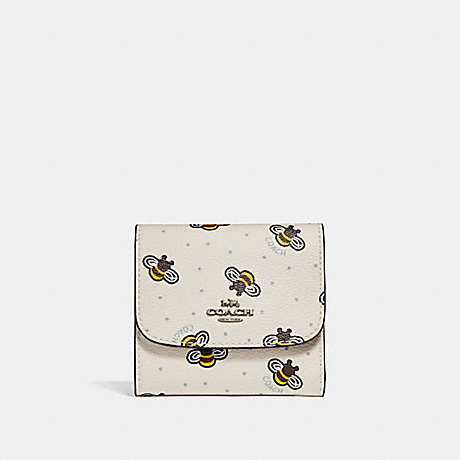 COACH SMALL WALLET WITH BEE PRINT - CHALK MULTI/SILVER - f25972